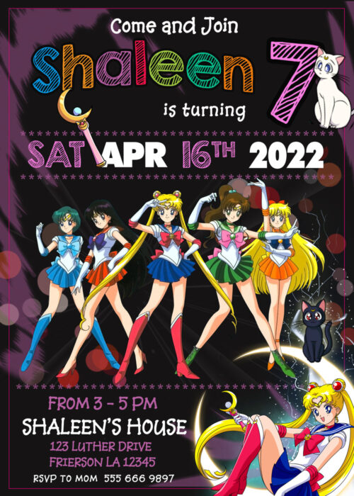 Sailor Moon Birthday Invitation
