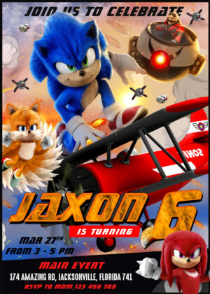 New Sonic 2 Birthday Invitation,