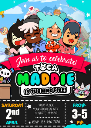 Awsome Toca Life World Birthday Invitation