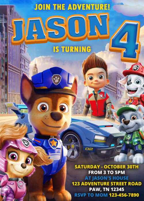 Paw Patrol Birthday Invitation