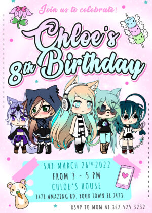 Gacha Life Birthday Invitation