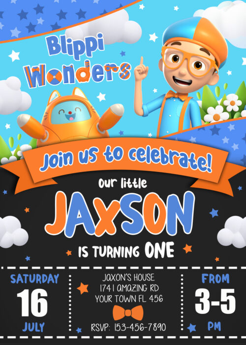 Blippi Wonders Birthday Invitation Template