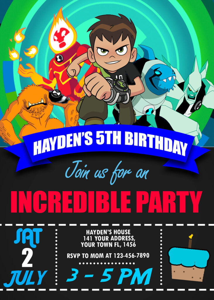 Ben 10 Birthday Party Invitation