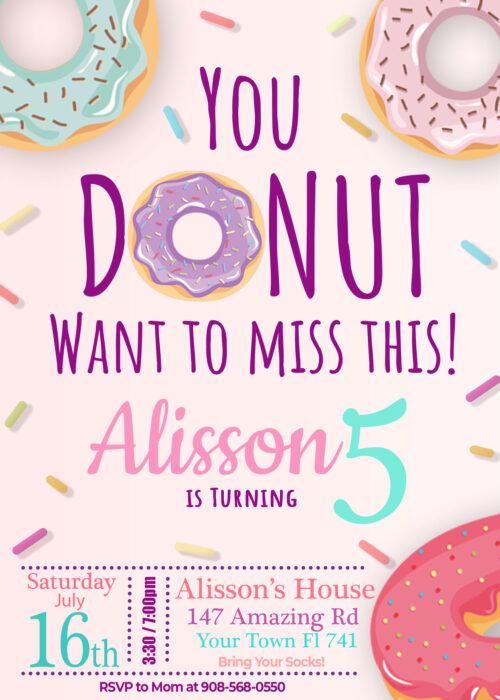 Donuts Birthday Invitation