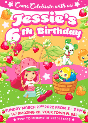 Strawberry Shortcake Birthday Invitation