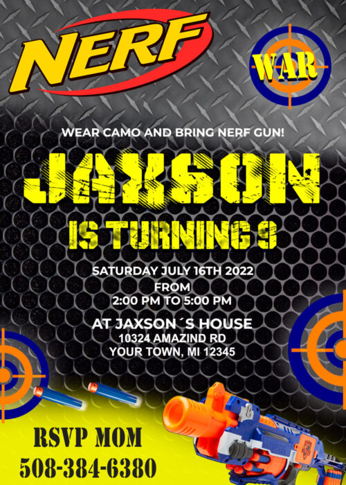 Nerf Birthday Invitation
