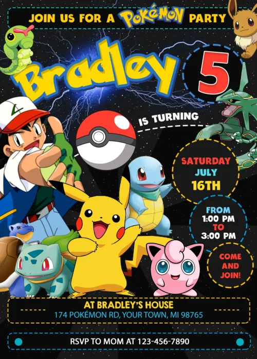 Pokémon Birthday Invitation