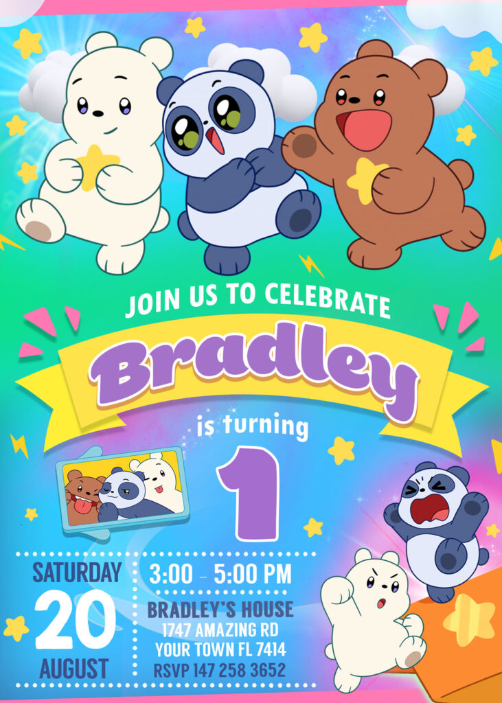 We Baby Bears Birthday Invitation