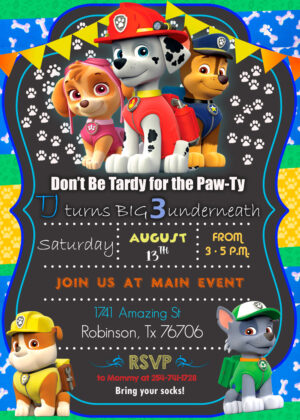 Paw Patrol Birthday Party Invitation 2