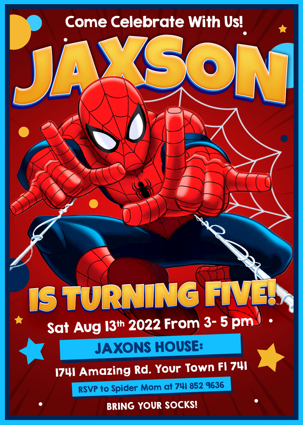 tarjeta invitacion cumpleaños spiderman Template