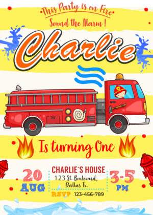 Firetruck Birthday Invitation