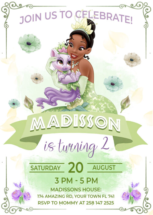 Princess and The Frog Birthday Invitation