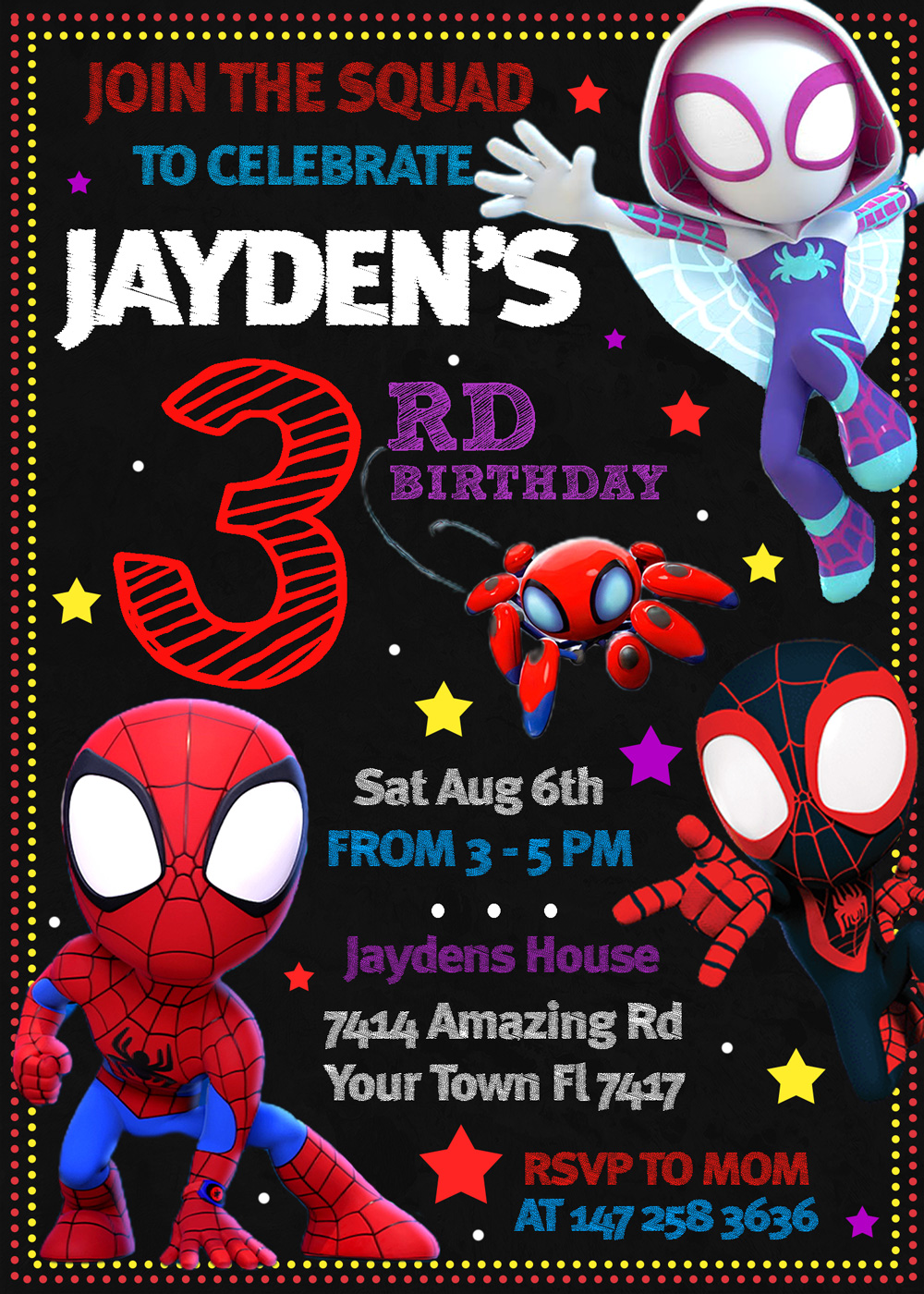 Spidey and His Amazing Friends Birthday Invitation 2