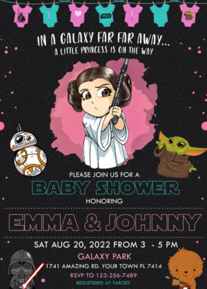 Star Wars Baby Shower Girl Invitation