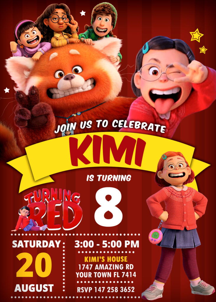 Turning Red Birthday Invitation