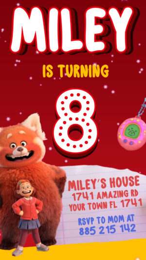 TURNING RED BIRTHDAY INVITATION VIDEO ANIMATED