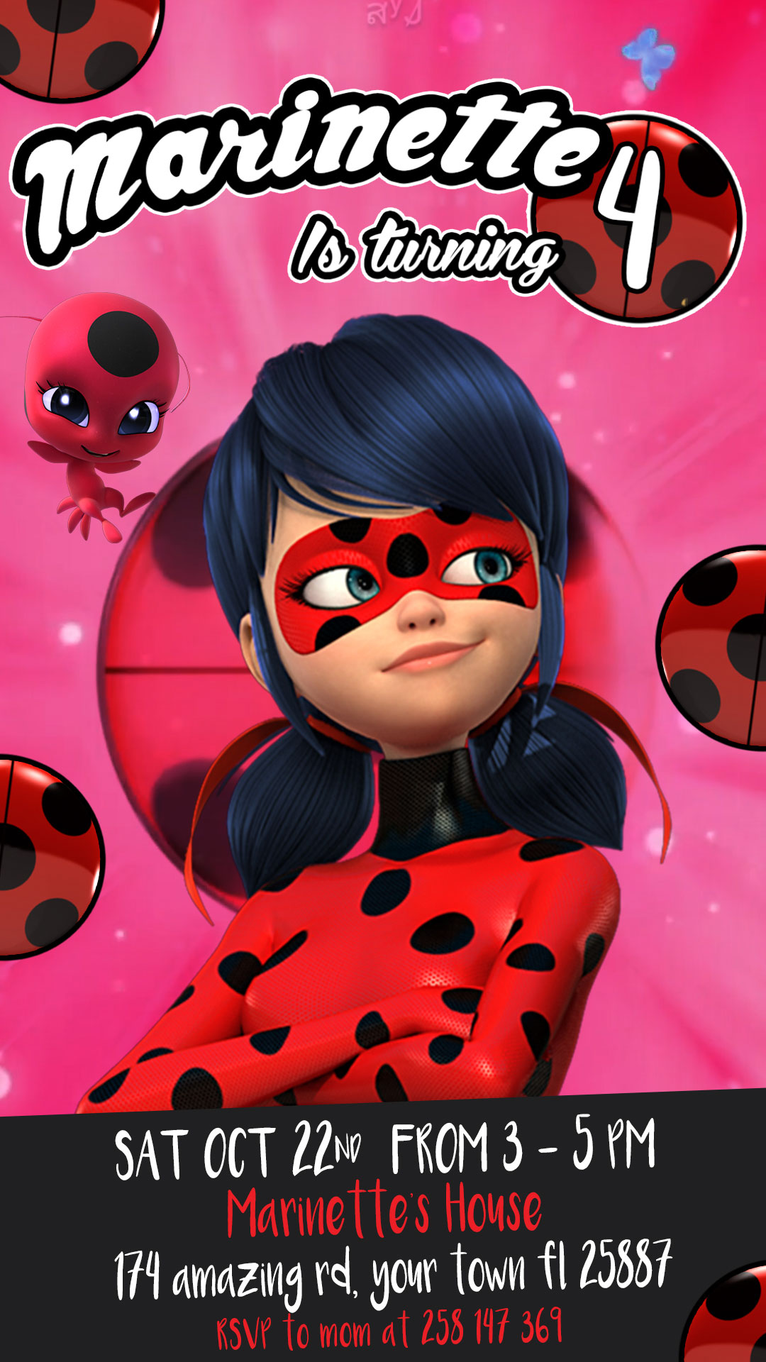 GRATIS] Invitación Miraculous Ladybug, Editable