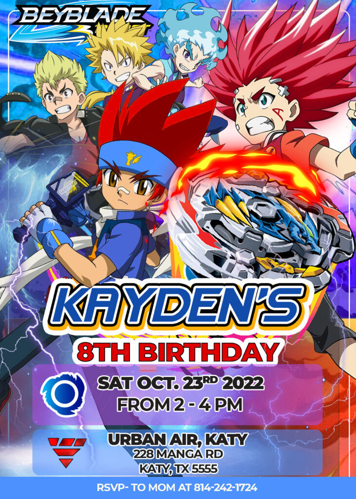 Beyblade Birthday Invitation 2