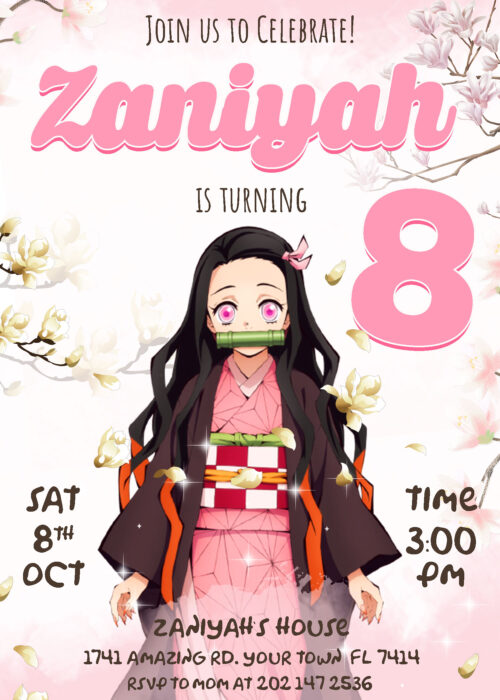 Nezuko Birthday Invitation