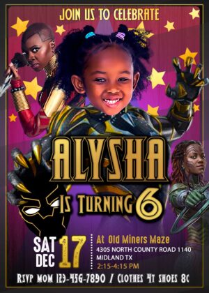 Wakanda Forever Girl Birthday Invitation