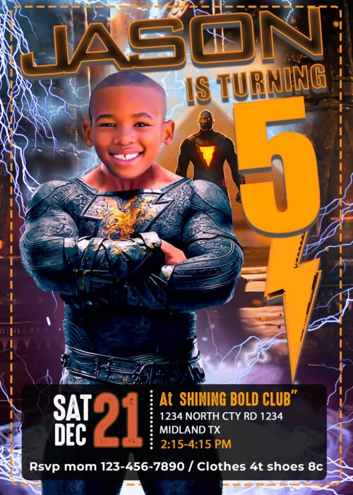 BLACK ADAM BIRTHDAY INVITATION