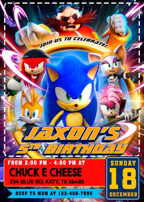 Sonic Prime Birthday Invitation