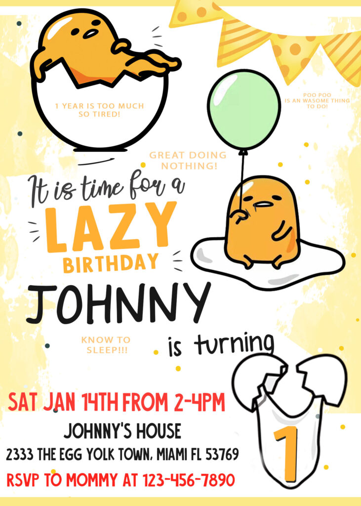 GUDETAMA BIRTHDAY INVITATION