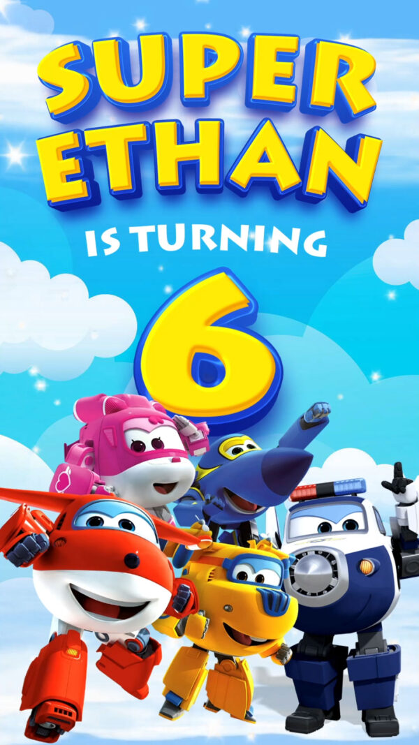 Super Wings Birthday Video Invitation