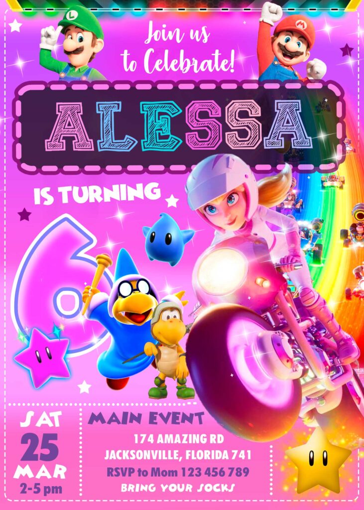 Mario Bros Birthday Invite