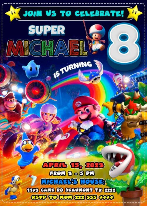 Super Mario Bros Movie Birthday Invitation