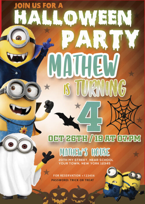 Minions Halloween Birthday Invitation