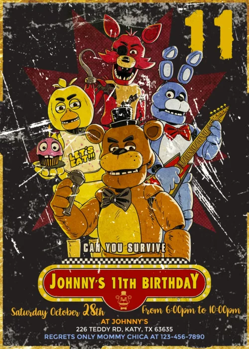 Five Nights at Freddy’s Birthday Invitation
