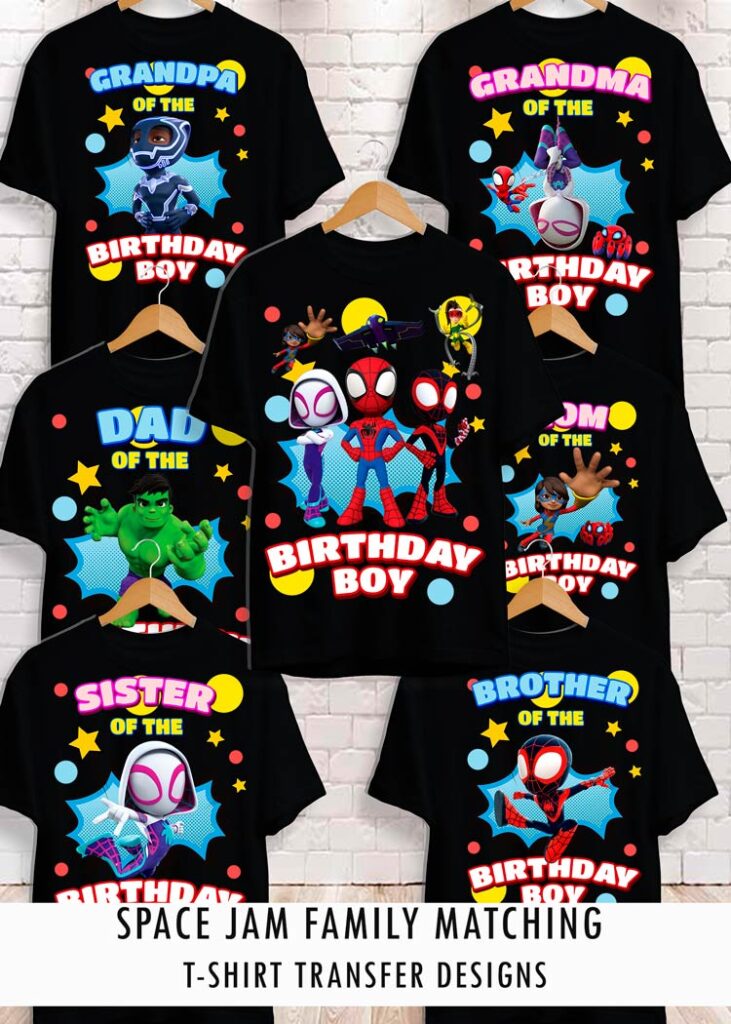 Spidey Birthday Shirt Transfer Family set