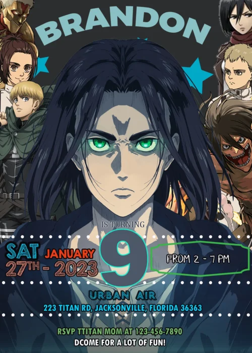 Attack on Titan Birthday Invitation