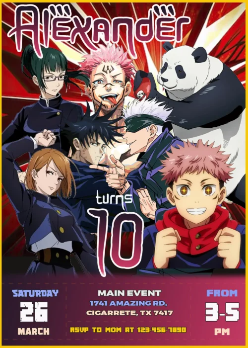 Jujutsu Kaisen Birthday Invitation