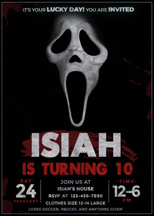 SCREAM BIRTHDAY INVITATION