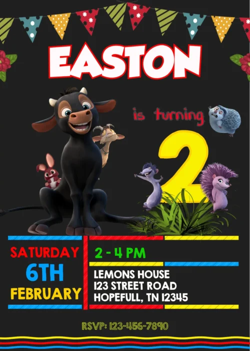 Ferdinand the bull birthday invitation template