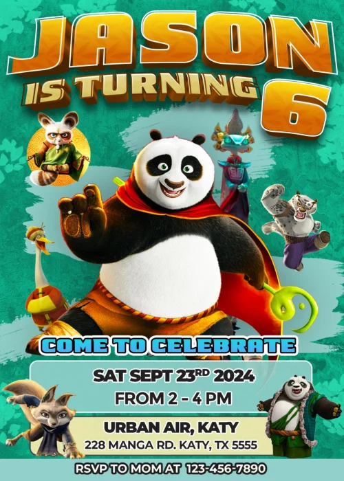 Kung Fu Panda 4 Birthday Invitation