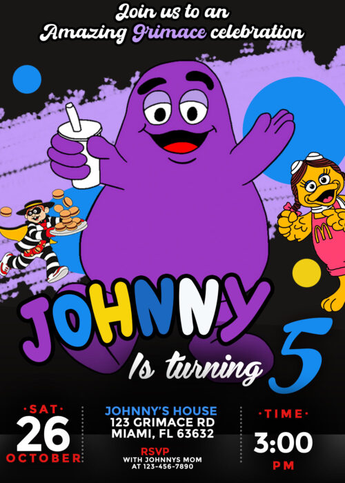 Grimace Birthday Invitation