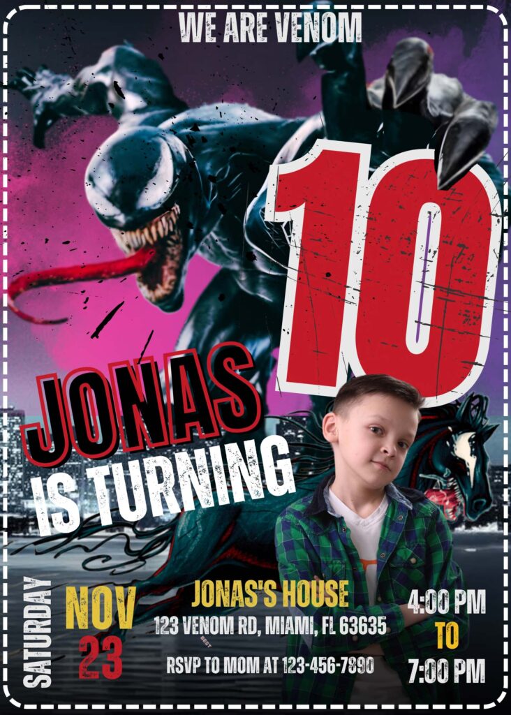 Venom Last Dance birthday Invite