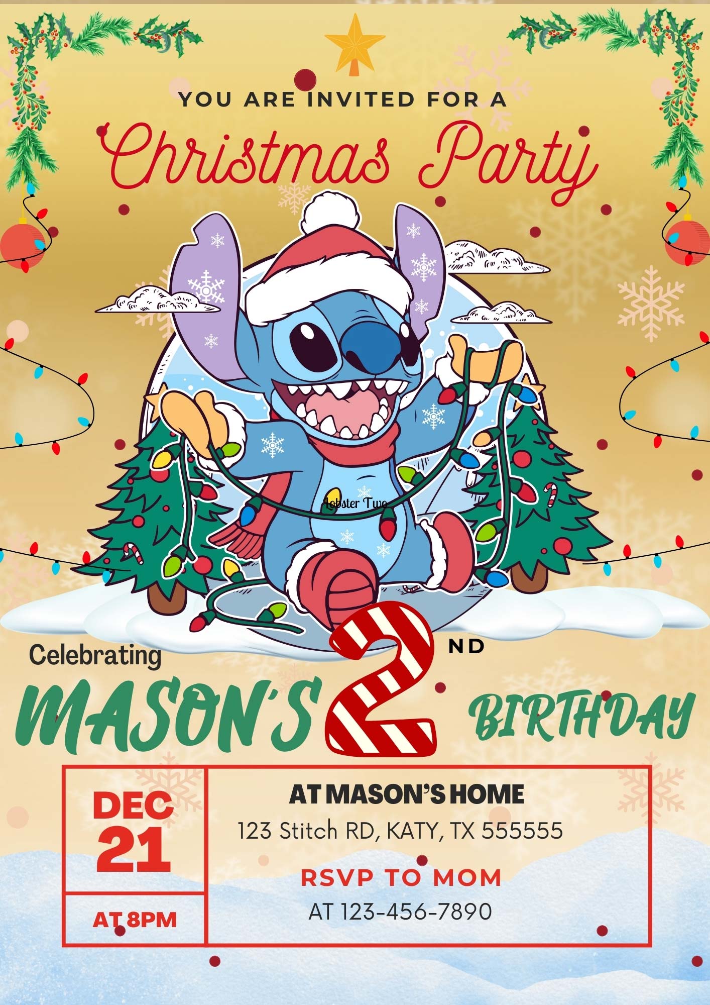 Stitch Christmas Invitation