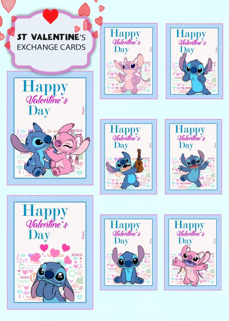 Stitch Valentines Day Cards
