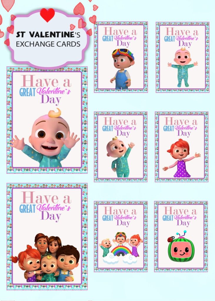 Cocomelon Valentines Day Cards