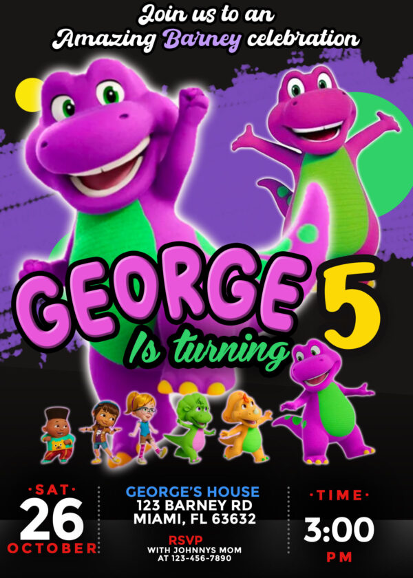 Barney's World Birthday Invitation