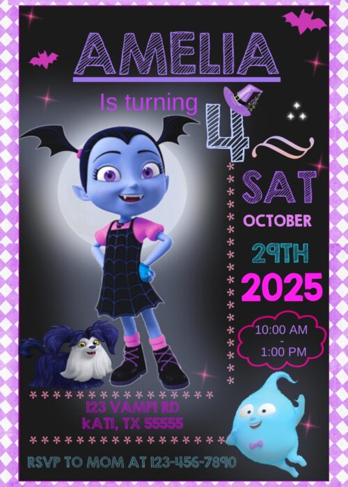 Going Batty Birthday invitation template model 2
