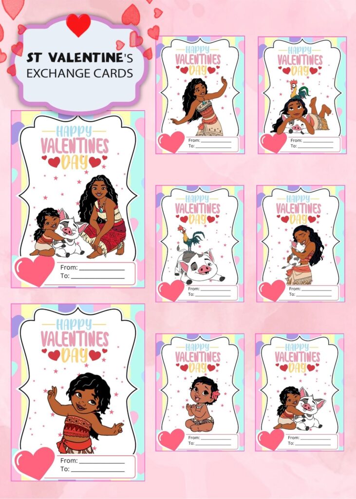 Moana Valentines Day Cards