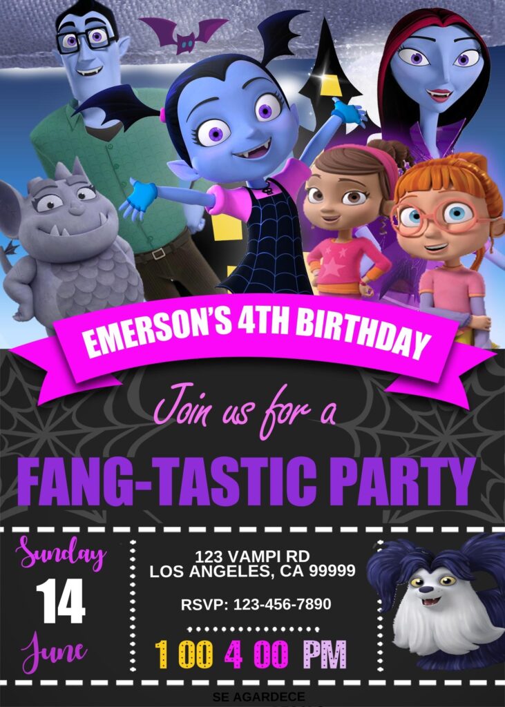 Vampirina Birthday Invitation template