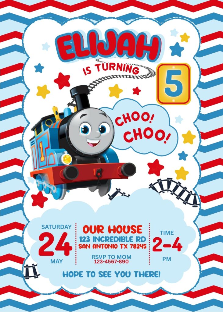 Thomas and friends all engines go birthday invitation