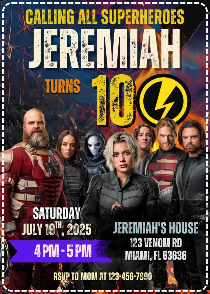 Thunderbolts Birthday Invitation