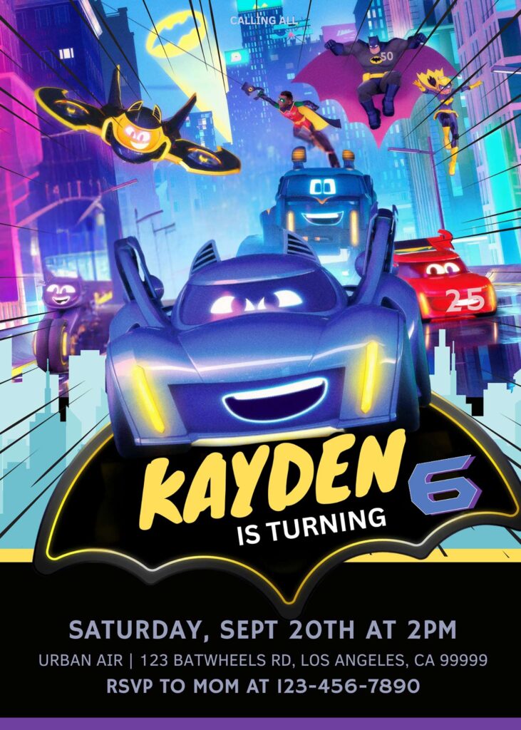 BATWHEELS BIRTHDAY INVITATION